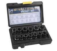 GOEDCH Jeu d'extracteurs de vis : Ensemble extracteur d'écrous 14 pièces, extracteur brise-écrous, extracteur de boulons à profil spiral pour enlever les vis et écrous endommagés et rouillés (6,35