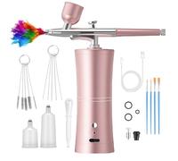 GOEDCH Kit aérographe avec compresseur : pistolet aérographe portable multi-fonction, portable, rechargeable avec buse de 0,3 mm et charge pour nail art, décoration de gâteau, maquillage, peinture du