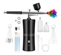 GOEDCH Kit aérographe avec compresseur : pistolet aérographe portable multi-fonctions, portable rechargeable pour le maquillage, le design des ongles, la décoration de gâteaux, la modélisation de
