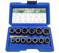 GOEDCH Kit de 14 extracteurs d'écrous : jeu d'extracteurs de vis, extracteur d'écrous, extracteur de boulons profilés en spirale pour enlever les vis endommagées et rouillées (6,35-19 mm)