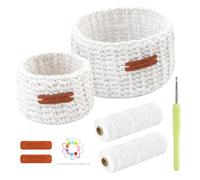 GOEDCH Kit de crochet pour paniers : 2 tailles - Kit de crochet pour débutants avec apprentissage - Instructions vidéo (français non garanti) - Panier à crochet avec 2 pelotes de laine, crochet de 4,5