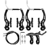 GOEDCH Kit de freins de vélo universel : kit complet comprenant 2 freins en V et 1 paire de leviers de frein, frein avant et arrière, leviers de frein et câbles de frein pour VTT et vélos de route