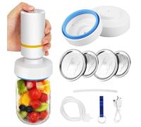 GOEDCH Kit de Scellage Sous Vide Électrique Mason Jar: Pompe à Vide Électrique pour Bocaux Mason, Petite Machine à Emballer Sous Vide Blanche pour Ouverture Large et Régulière pour Stockage Aliments