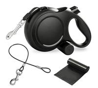 GOEDCH Laisse rétractable pour chien de 8 m : laisse à enrouleur anti-mastication pour chiens avec support de sac à déjections canines et câble en fil d'acier, laisse à enrouleur anti-enchevêtrement à