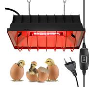 GOEDCH Lampe à lumière rouge pour poussins : 275 W, lampe chauffante poulailler avec interrupteur, plaque chauffante pour poussins avec câble de 2 m, lampe infrarouge thermostatique automatique pour