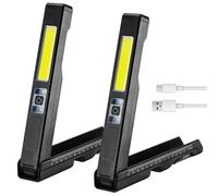 GOEDCH Lampe D'atelier LED: Lot de 2 Lampes de Travail, Lampe Torche, Lampe de Travail Rotative à 180° avec Aimant et Crochet, Lampes de Poche Magnétiques LED Rechargeables pour Réparation Automobile