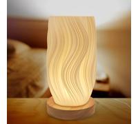 GOEDCH Lampe de chevet Touch Dimmable : lampe de table LED pour la décoration du salon, lampe de chevet avec pied en bois, lamp e de cheve t, lamp e de table avec bouton de commande