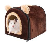 GOEDCH Lit pour Cochon d'Inde : Niche Douillette avec Tapis Amovible, Grand lit pour Hamster et Petit Animal, Niche Lavable pour Lapin, Niche pour Petit Animal pour Chinchillas et hérissons (café)
