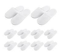 GOEDCH Lot de 10 paires de pantoufles blanches en polaire corail : chaussons jetables de qualité supérieure pour hôtel et invités, pantoufles en velours de coton lavables unisexes moelleuses pour spa