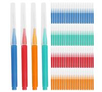 GOEDCH Lot de 100 brossettes interdentaires : 4 couleurs brossettes interdentaires pour espaces interdentaires et gencives, brosses dentaires avec poignée antidérapante, interdentaire, fil dentaire