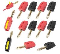 GOEDCH Lot de 12 fiches bananes de 4 mm : 12 fiches bananes pour haut-parleurs, fiches bananes plaquées or noir rouge 32 A pour câbles, boîtes, amplificateurs, récepteurs, systèmes stéréo, connecteurs