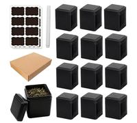 GOEDCH Lot de 12 pièces boîtes à thé carrées : boîtes à thé classiques pour thé en vrac incl. 16 étiquettes et craie liquide, boîte à thé hermétique en métal noir carrée pour thé, café, sucre, 7 x 7 x
