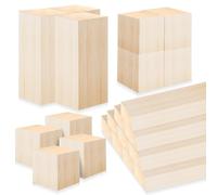 GOEDCH Lot de 15 blocs de bois de tilleul à sculpter de différentes tailles, en bois naturel sculpté à la main, pour le bricolage, blocs de sculpture en bois sculpté