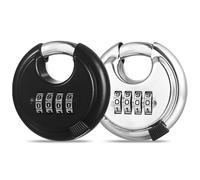GOEDCH Lot de 2 cadenas à combinaison : cadenas rond à combinaison avec chiffres 4 chiffres - Cadenas en acier inoxydable - Épaisseur de l'anse : 10 mm - 70 mm - Pour entrepôt, abri de jardin, unité