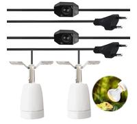 GOEDCH Lot de 2 douilles chauffantes E27 en céramique douille en porcelaine, base de lampe chauffante rotative à 360° pour reptiles, avec câble de 1,8 m pour aquarium (ampoule non incluse)