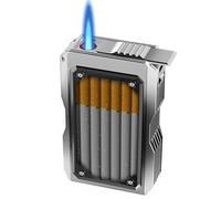 GOEDCH Lot de 2 Étui à Cigarettes avec Briquet: Briquet Tempête avec Étui à Cigarettes, Boîte à C igarettes avec B riquet Électronique Rechargeable pour 20 C igarettes pour Femme Homme Cadeau, Sortir