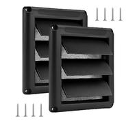 GOEDCH Lot de 2 grilles de protection contre les intempéries avec lamelles mobiles : 100 mm de diamètre, grille d'évacuation avec mobiles, filet anti-insectes et vis, dimensions extérieures 150 x 150