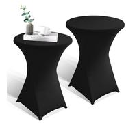 GOEDCH Lot de 2 housses de table haute : 80 x 110 cm, extensibles, pour tables hautes, avec renfort au niveau des pieds, housses de table élastiques pour bar, mariage, fête d'anniversaire