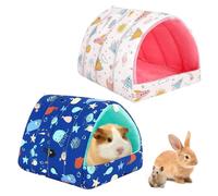 GOEDCH Lot de 2 maisons confortables pour hamster : grotte douillette pour petits animaux, lit pour cochon d'Inde, cachette pour cochon d'Inde lavable, lit pour lapin, cachette pour lapin, petit lit
