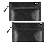 GOEDCH Lot de 2 porte-monnaie ignifuges : 20,3 x 12,7 cm isolation thermique sac ignifuge avec fermeture éclair porte-documents ignifuge pour passeport, factures, cartes bancaires, billets et petits