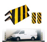 GOEDCH Lot de 2 protections de bord de garage : 40 x 25 x 2 cm, autocollantes, en mousse avec bandes noires et jaunes, protection des bords pour portières de voiture et garages