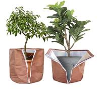 GOEDCH Lot de 2 protections thermiques pour plantes d'hiver : 40 x 40 cm, sacs de protection contre le gel pour plantes en pot, protection hivernale, conservation de la chaleur, protection hivernale