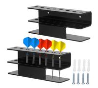 GOEDCH Lot de 2 supports de fléchettes pour montage mural : support de fléchettes avec 16 emplacements pour fléchettes, accessoires pour cible de fléchettes en acier, support pour broches, support