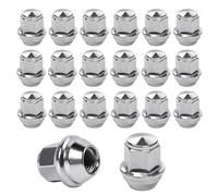 GOEDCH Lot de 20 écrous de roue chromés M12 x 1,5 : écrous de roue en chrome monobloc de style original, capuchons fermés coniques compatibles avec la plupart des modèles Ford