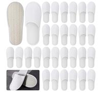 GOEDCH Lot de 20 paires de chaussons jetables antidérapants à bout fermé : chausson blancs moelleux de 5 mm, chaussons unisexes antidérapants pour hôtel, spa et maison (taille 44)