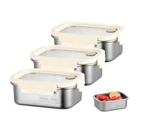 GOEDCH Lot de 3 boîtes de conservation en acier inoxydable : 800 ml en acier inoxydable avec couvercle, boîte à lunch anti-fuite, passe au lave-vaisselle et au four pour la cuisine, le bureau, le