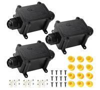 GOEDCH Lot de 3 boîtes de jonction étanches IP68 : noir, matériau robuste boîte de jonction extérieur, connecteur de câble fiable extérieur, boîte de jonction de câble de terre, boîte de jonction pour