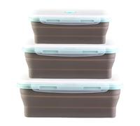 GOEDCH Lot de 3 bols de congélation pliables en silicone avec couvercle pour enfants, école, travail et repas (350 ml + 500 ml + 800 ml)