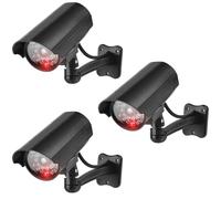 GOEDCH Lot de 3 caméras de surveillance factice - Fausse caméra de surveillance avec optique CCD réglable et réaliste et montage facile pour la sécurité dans la maison, le magasin, l'extérieur