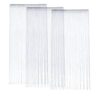 GOEDCH Lot de 3 rideaux de porte : 100 x 200 cm - Blanc à paillettes - Décoration de porte et de fenêtre - Rideau à perles pour décoration de mariage et fête