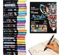GOEDCH Lot de 36 stylos en porcelaine Stones Waterproof : 72 couleurs Double tête polyvalent, stylos acryliques imperméables en toile, stylos acryliques multicolores en verre, bois pour bricolage et