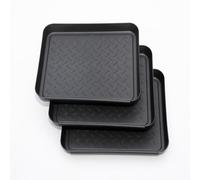 GOEDCH Lot de 4 bacs d'égouttement pour chaussures : 35 x 27,5 x 3 cm, noir, bac d'égouttement pour chaussures, imperméable et antidérapant, tapis d'égouttement en plastique, bac d'égouttement facile