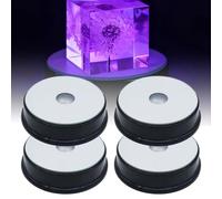 GOEDCH Lot de 4 bases lumineuses LED rondes : support d'affichage LED avec 7 couleurs de lumière, 3 piles AAA alimentées par changement de couleur pour cristaux, figurine d'art en verre, marchandise
