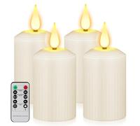 GOEDCH Lot de 4 bougies LED : Bougies sans flamme, bougies électriques avec minuterie et télécommande, à piles pour la maison, fête, Noël, couronne de l'Avent