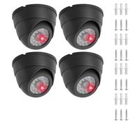GOEDCH Lot de 4 caméras factices : Caméra de surveillance factice, fausse caméra de surveillance avec optique réaliste et LED rouge clignotante pour la sécurité intérieure et extérieure, ménage