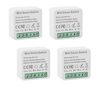 GOEDCH Lot de 4 modules d'interrupteur intelligent : interrupteur Wi-Fi, mini interrupteur DIY, contrôle tactile WiFi avec compatibilité Tuya/App, prise en charge du conducteur neutre et design