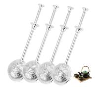 GOEDCH Lot de 4 passoires à thé pour thé en vrac : pince à thé en forme de boule en acier inoxydable, boules à thé avec poignée coulissante, filtre à thé à mailles fines pour le thé en vrac, les