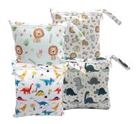 GOEDCH Lot de 4 sacs humides pour maternelle : 28 × 30 cm Sac étanche Sac à couches Protection TPU Réutilisable pour la crèche, les voyages, la natation