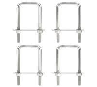 GOEDCH Lot de 4 vis à étrier M10 : étrier en U avec filetage, vis en U, boulons en U en acier inoxydable 80 x 150 mm avec écrous et contre-plaques pour fixation de tuyau, remorquage de voitures