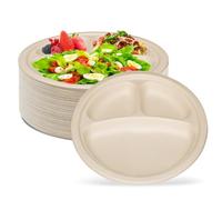 GOEDCH Lot de 50 Assiettes en Papier Rondes 23 cm 9 Pouces Brunes - Pappteller Écologiques pour Anniversaire, Fête, Barbecue, Fête d’enfants et Réunions Familiales, Assiettes Jetables Stables