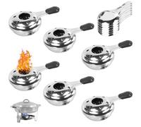 GOEDCH Lot de 6 brûleurs à fondue : récipient à pâte combustible en acier inoxydable, brûleur à pâte portable, mini brûleur à alcool en acier inoxydable, pâte combustible pour récipient de maintien au