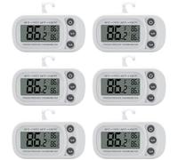 GOEDCH Lot de 6 mini thermomètres de réfrigérateur numériques avec crochets, étanches - Thermomètre de réfrigérateur avec crochet et aimant - Thermomètre de cuisine intérieur avec écran LCD