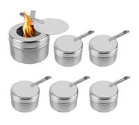 GOEDCH Lot de 6 Récipient pour Pâte à Combustible: Boîte De Carburant D'acier Inoxydable, Réchaud Portable avec Couvercle en Acier Inoxydable pour Chauffe-Plat pour Barbecue, Fête, Buffet