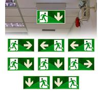 GOEDCH Lot de 8 panneaux de sortie de secours : phosphorescent extra long, panneau de sortie de secours avec « gauche », « droite » et « bas », 300 x 150 mm, autocollant pour sortie de secours