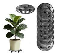 GOEDCH Lot de 8 tapis de pot de fleurs noirs : 30 cm - Coussinets en maille pour pots de fleurs - Soucoupe en plastique - Grille de pot de fleurs - Grille de bonsaï pour l'intérieur et l'extérieur
