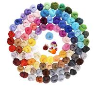 GOEDCH Lot de laine à feutrer, 100 couleurs, 300 g, avec fibres naturelles, pour feutrage humide et à sec, laine de conte de fées de qualité supérieure pour les amateurs d'artisanat, bricolage
